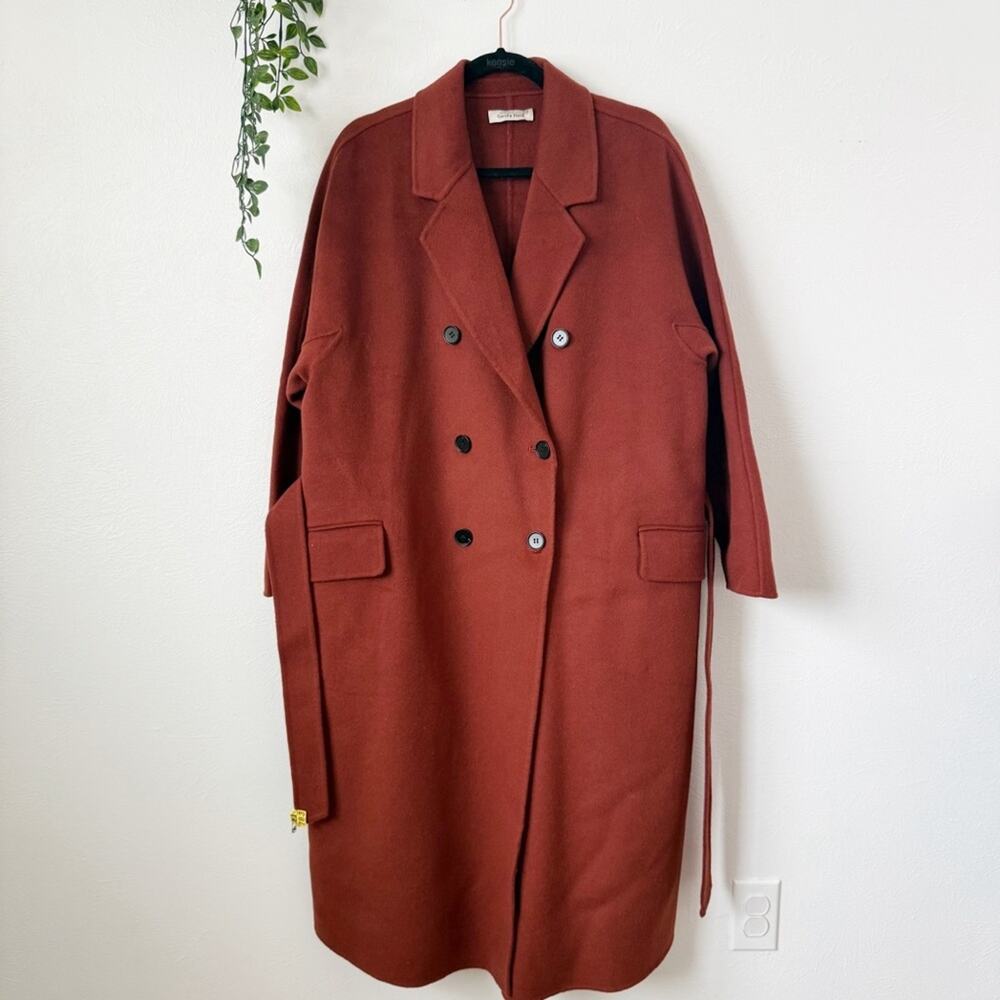 Gentle Herd Double-Breasted Long Wool Coat Sz XL - Picture 4 of 7